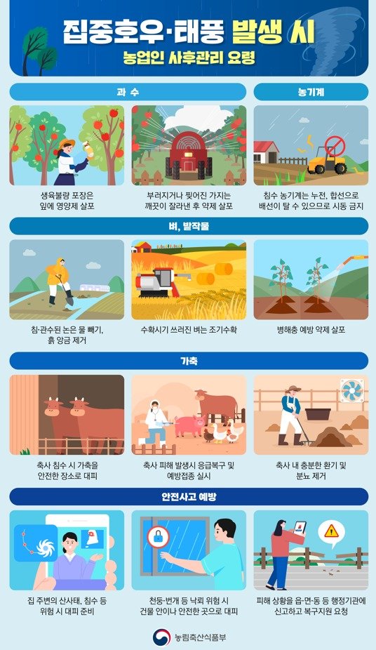 호우·태풍 발생 시 농업인 사후관리 요령 (농림축산식품부 제공)