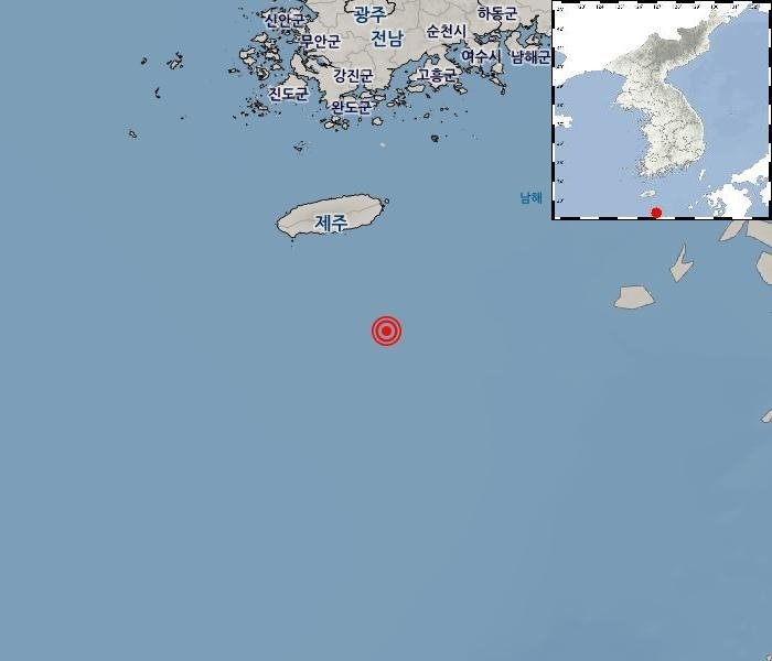 22일 오전 발생한 지진 위치.(기상청 갈무리)