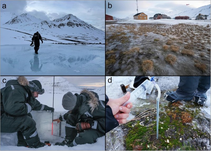 2025년 2월 스발바르에서 겨울철 현장 탐사를 하고 있는 연구팀 (출처=연합뉴스)