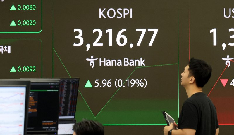 서울 중구 하나은행 딜링룸 전광판. 사진=뉴시스