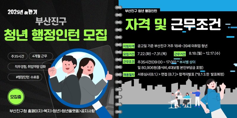 부산 부산진구 청년 행정인턴 사업 참여자 모집 안내 포스터.(부산진구 제공. 재판매 및 DB 금지)