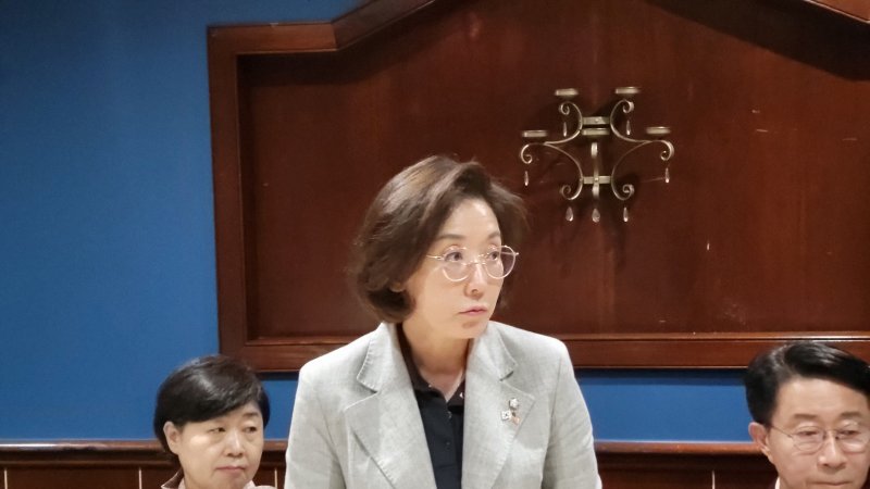 22일(현지시간) 한미의원연맹 방미단 공동단장인 나경원 국민의힘 의원이 워싱턴DC 인근 버지니아주 애넌데일에서 한국 기자들과 만나 방미 의의와 성과를 설명하고 있다. ⓒ News1 류정민 특파원