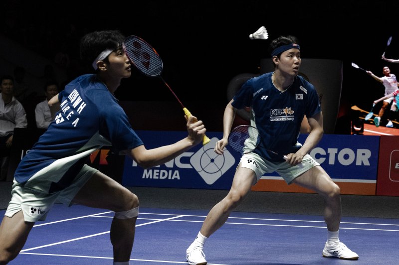 [자카르타=신화/뉴시스] 배드민턴 남자복식 서승재(오른쪽)-김원호 조. 2025.06.08.
