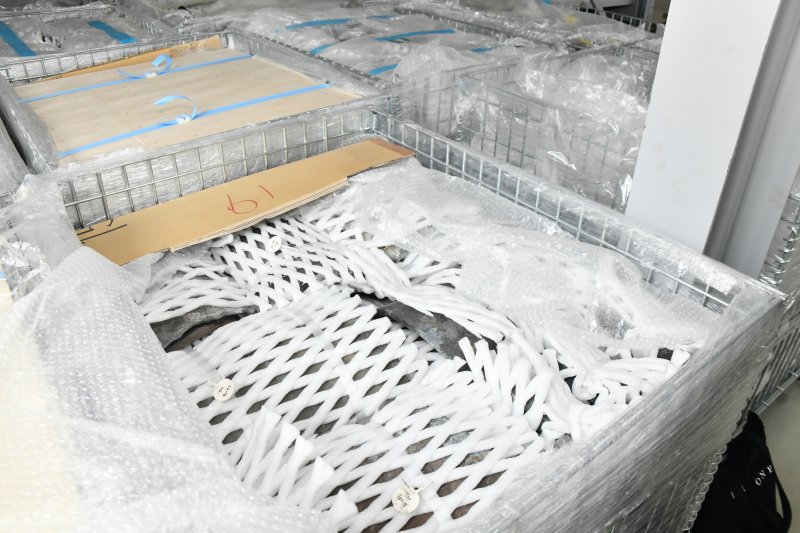 [파주=뉴시스] 23일 경기 파주시 전통건축수리기술진흥재단 수장고에 공개된 관월당 해체 부재 (사진=국가유산청 제공) 2025..07.23. photo@newsis.com *재판매 및 DB 금지