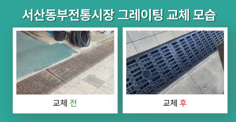 서산동부전통시장 그레이팅 교체 전, 후 모습(서산시 제공. 재판매 및 DB금지)2025.7.24/뉴스1