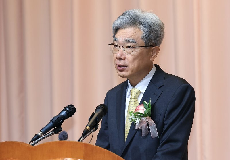 김상환 헌법재판소장이 24일 오전 서울 종로구 재동 헌법재판소에서 열린 취임식에서 취임사를 하고 있다. 2025.7.24/뉴스1 ⓒ News1 박정호 기자