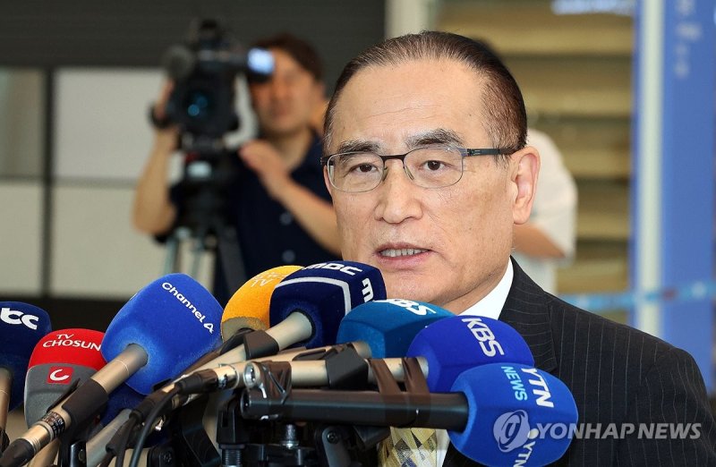 마이크 앞에 선 위성락 국가안보실장 (출처=연합뉴스)