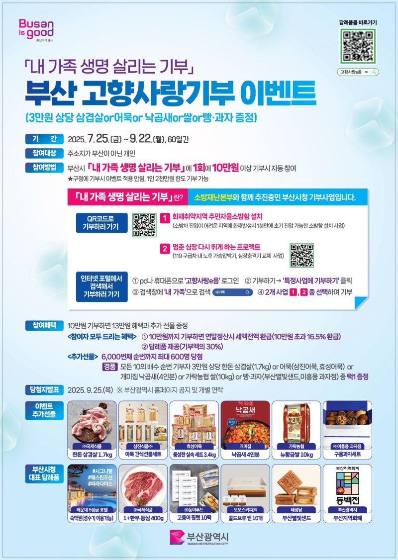 부산 고향사랑기부 이벤트 안내 포스터.(부산시 제공. 재판매 및 DB 금지)