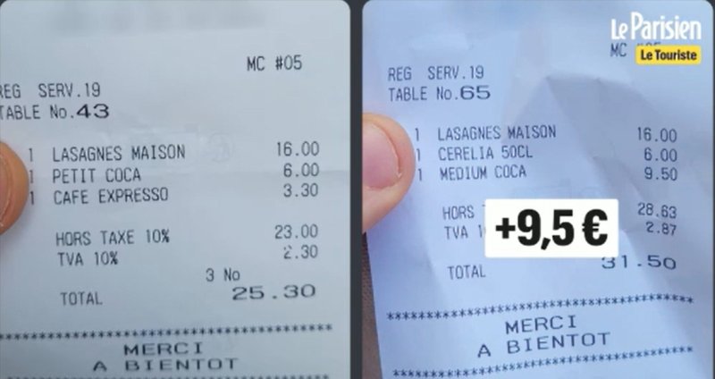 [서울=뉴시스] 프랑스 파리의 일부 식당들이 외국인 관광객에게 바가지요금을 씌우고 있다는 논란이 불거지고 있다. (사진=르파리지앵 갈무리) 2025.07.24 *재판매 및 DB 금지