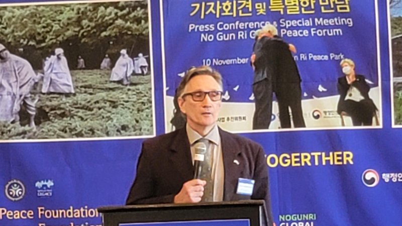 연설하는 트루먼 전 미국 대통령 손자 (출처=연합뉴스)