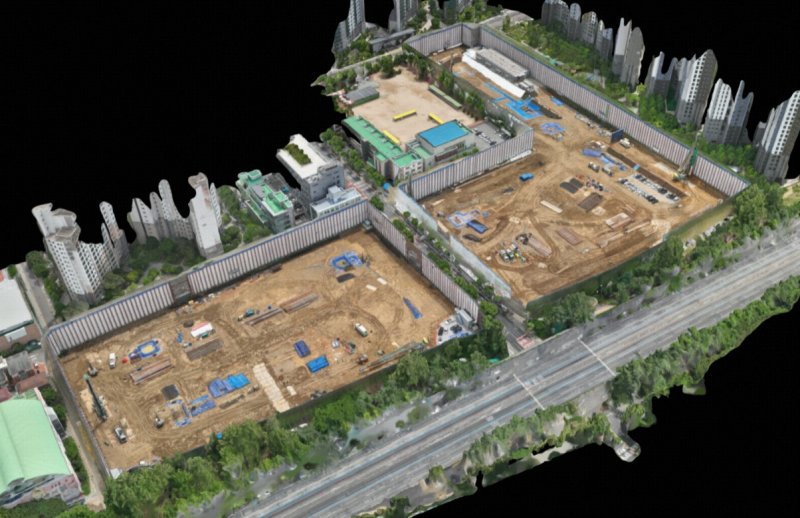 드론 플랫폼으로 제작된 '아크로 드 서초' 현장 전경 DL이앤씨 제공