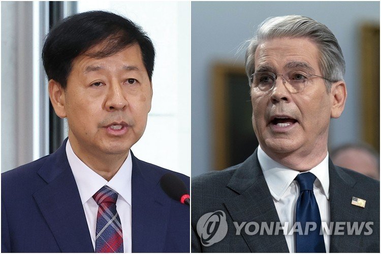 구윤철 부총리 겸 기획재정부 장관(왼쪽)과 스콧 베센트 미국 재무장관 (출처=연합뉴스)