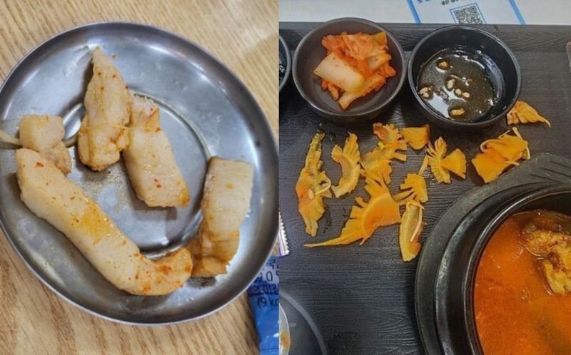 지난해 논란이 된 휴게소 '비계 김치찌개'와 '심지 김치찌개' /사진=온라인 커뮤니티 보배드림 갈무리