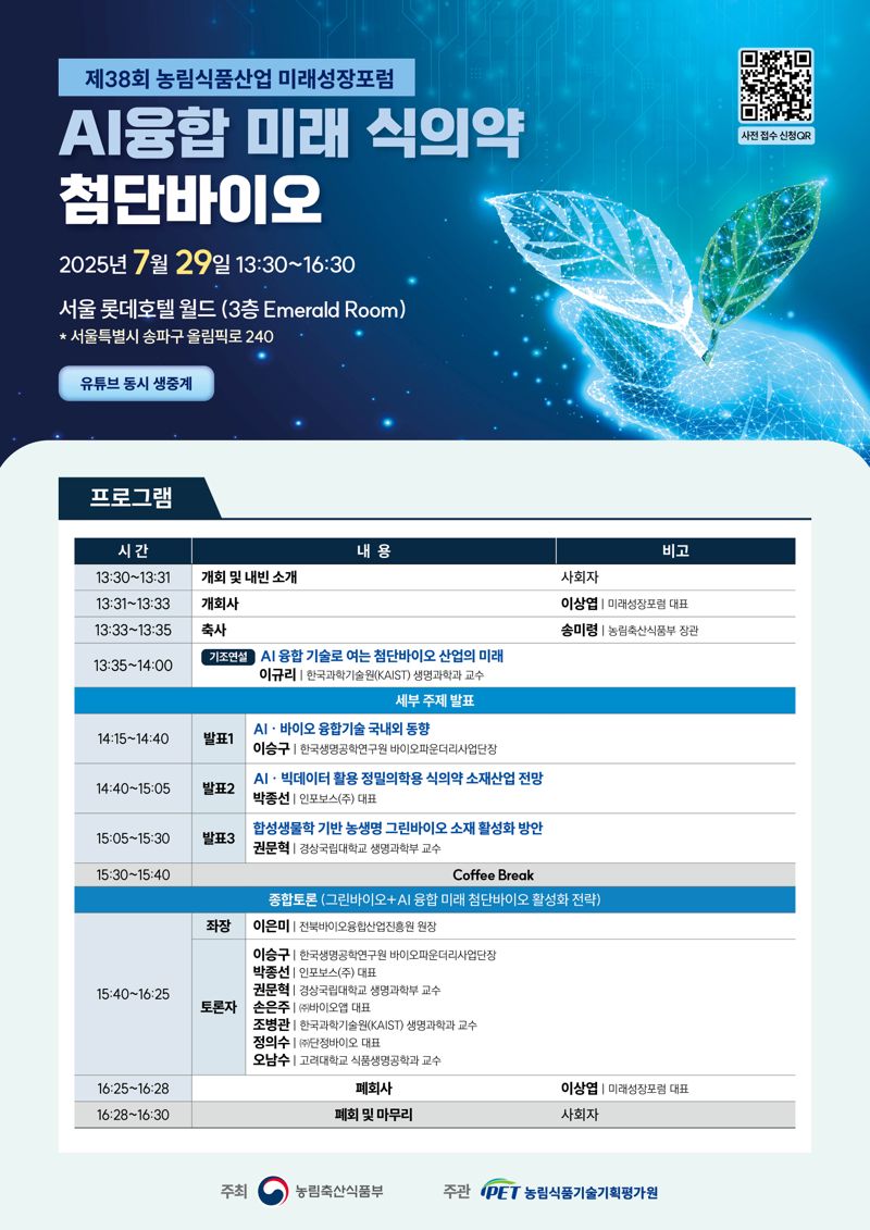 농식품부, AI 도입해 식품·의약품 미래 연다