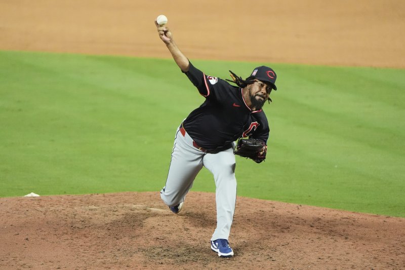 [캔자스시티=AP/뉴시스] 메이저리그(MLB) 클리블랜드 가디언스의 에마누엘 클라세. 2025.07.27