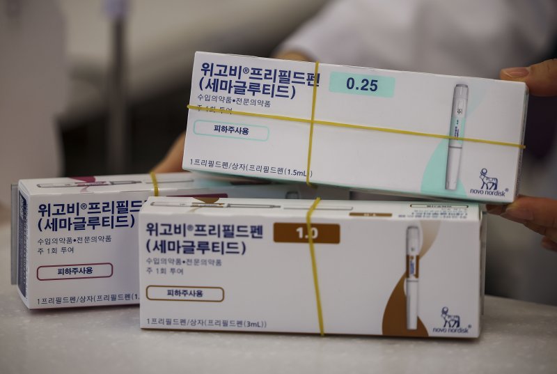 [서울=뉴시스] 파이낸셜타임스에 따르면 유럽 시가총액 상위 기업 중 하나인 노보 노디스크는 이날 주가가 20% 급락해 하루 만에 시가총액 600억 유로(약 96조1500억원)가 증발했다. 사진은 덴마크 제약사 노보노디스크가 개발한 비만치료제 ‘위고비’. 2025.07.30.