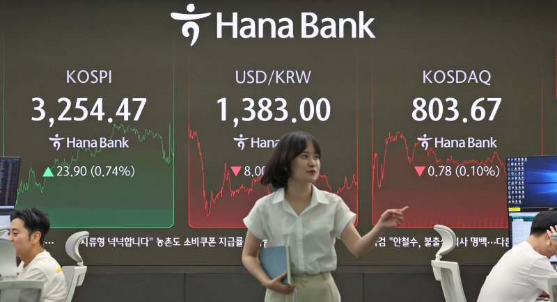 30일 오후 서울 중구 하나은행 딜링룸에 코스피, 코스닥 종가와 원달러환율이 표시되고 있다./뉴스1 ⓒ News1 장수영 기자