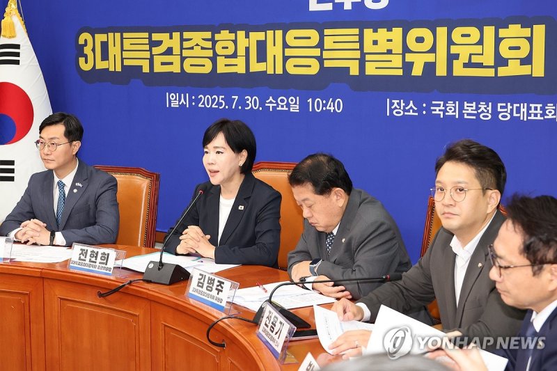발언하는 전현희 3대특검대응특위 총괄위원장 (출처=연합뉴스)