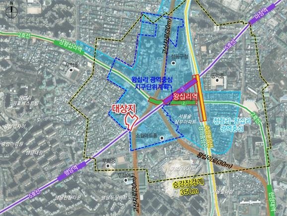 왕십리역세권 지구단위계획 대상지 위치도 (출처=연합뉴스)