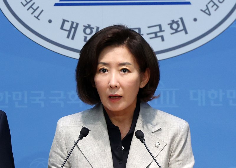 나경원 국민의힘 의원이 31일 오전 서울 여의도 국회 소통관에서 열린 김문수 당대표 후보 비전·공약 발표 기자회견에서 발언하고 있다. 사진=뉴시스
