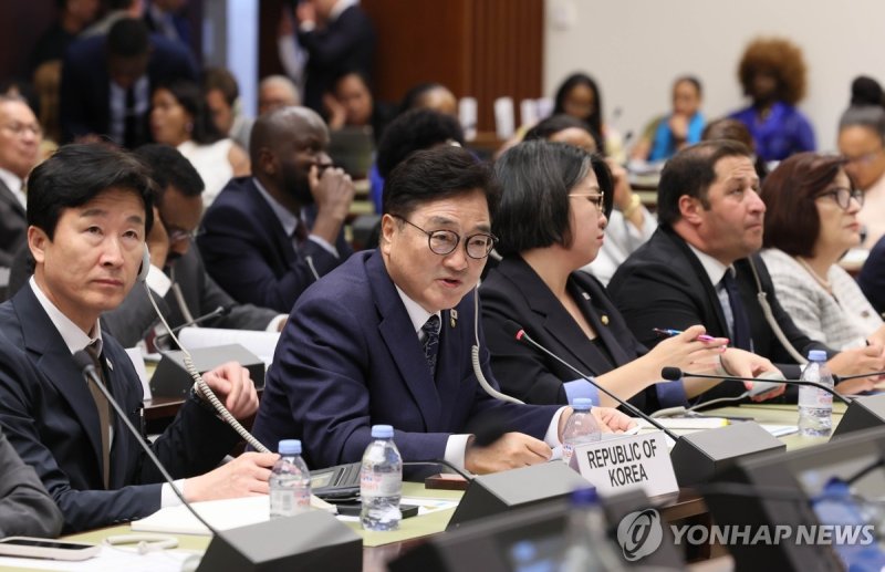세계국회의장회의서 발언하는 우원식 국회의장 (출처=연합뉴스)