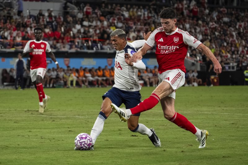 [홍콩=AP/뉴시스] 잉글랜드 프로축구 프리미어리그(EPL) 바카라사이트 승리바카라 소울카지노의 데클란 라이스. 2025.07.31.