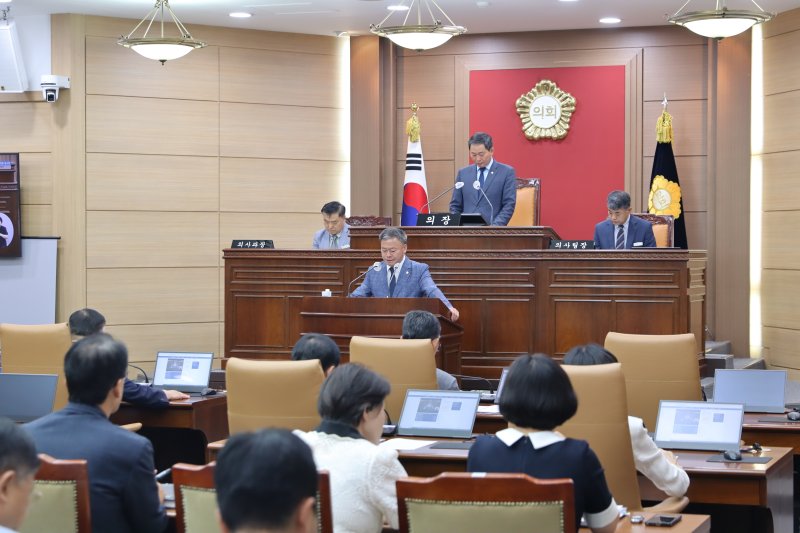 양주영는 전북 임실군의원이 제347회 임시회 제6차 본회의에서 5분 발언을 하고 있다.(의회제공. 재판매 및 DB금지)2025.8.1/뉴스1