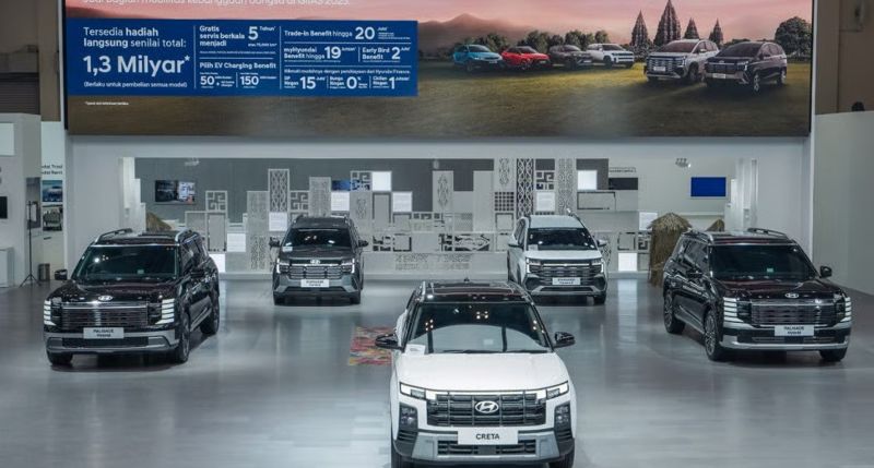 2025 인도네시아 국제 오토쇼(GIIAS)에 전시된 현대차 차량 라인업. 현대차 인도네시아 판매밥인 제공.