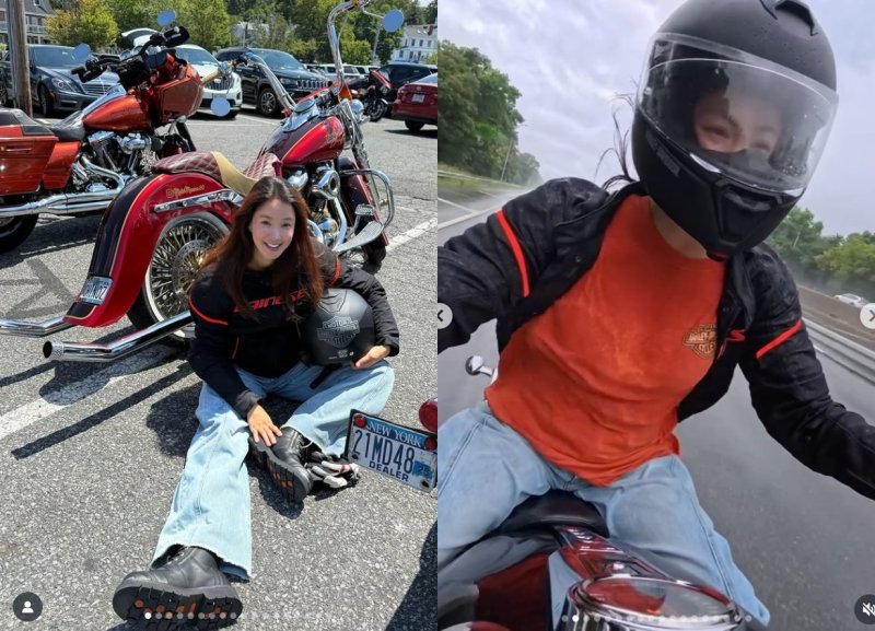 '이혼 후 둘째 임신' 이시영, 200㎞ 오토바이 투어