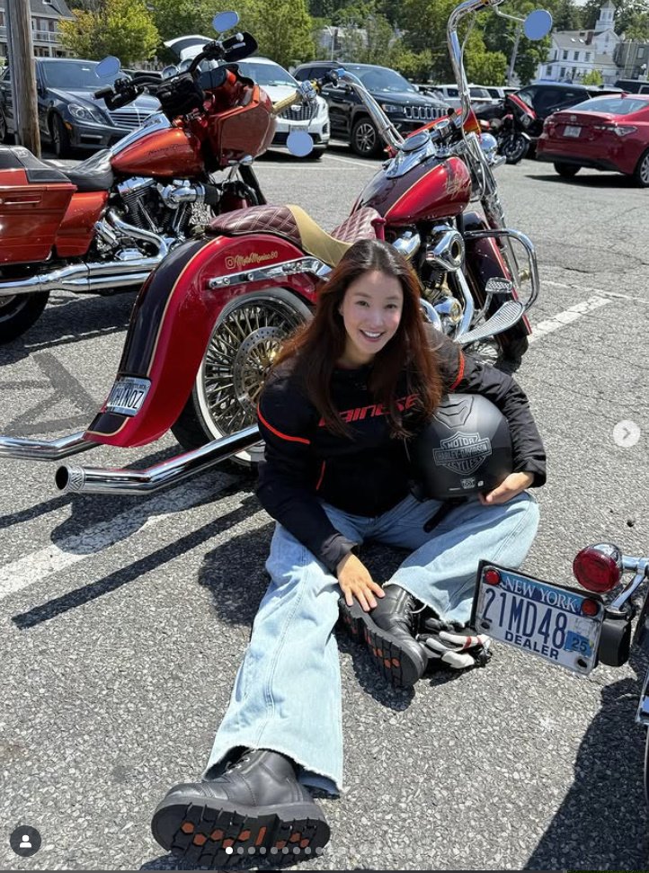 '임신 7개월' 이시영 "美 200㎞ 바이크 투어, 태교에 너무 좋아"…주위 걱정에는