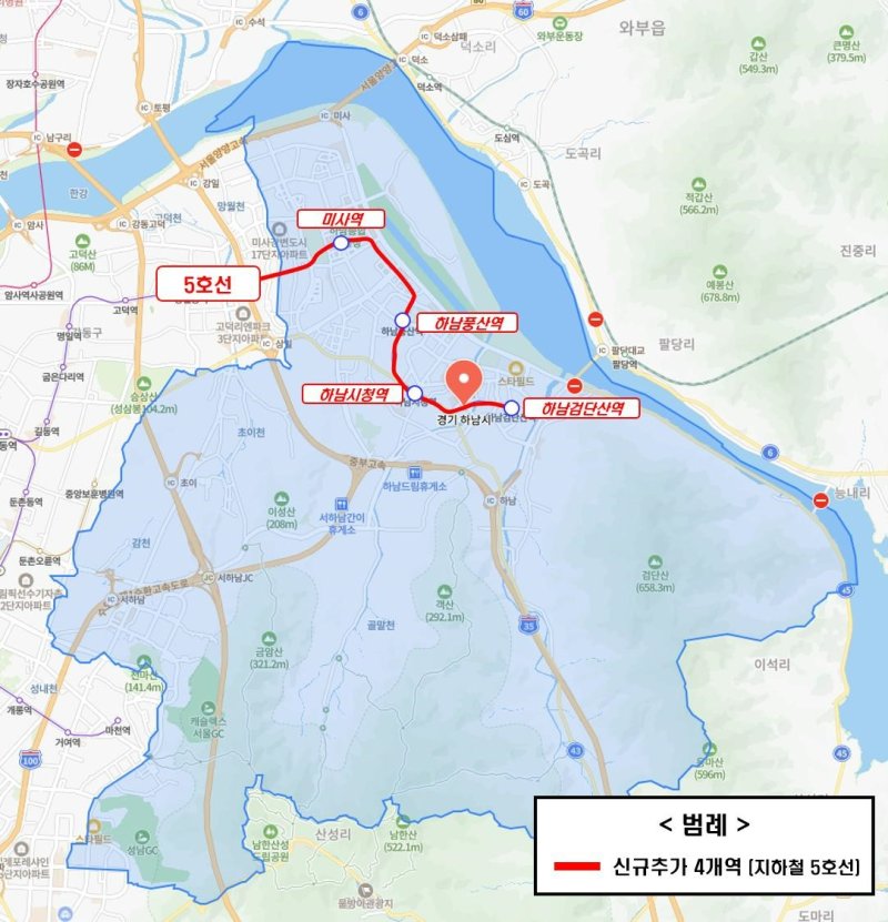 기후동행카드 하남 지하철 확대(노선도). 서울시 제공