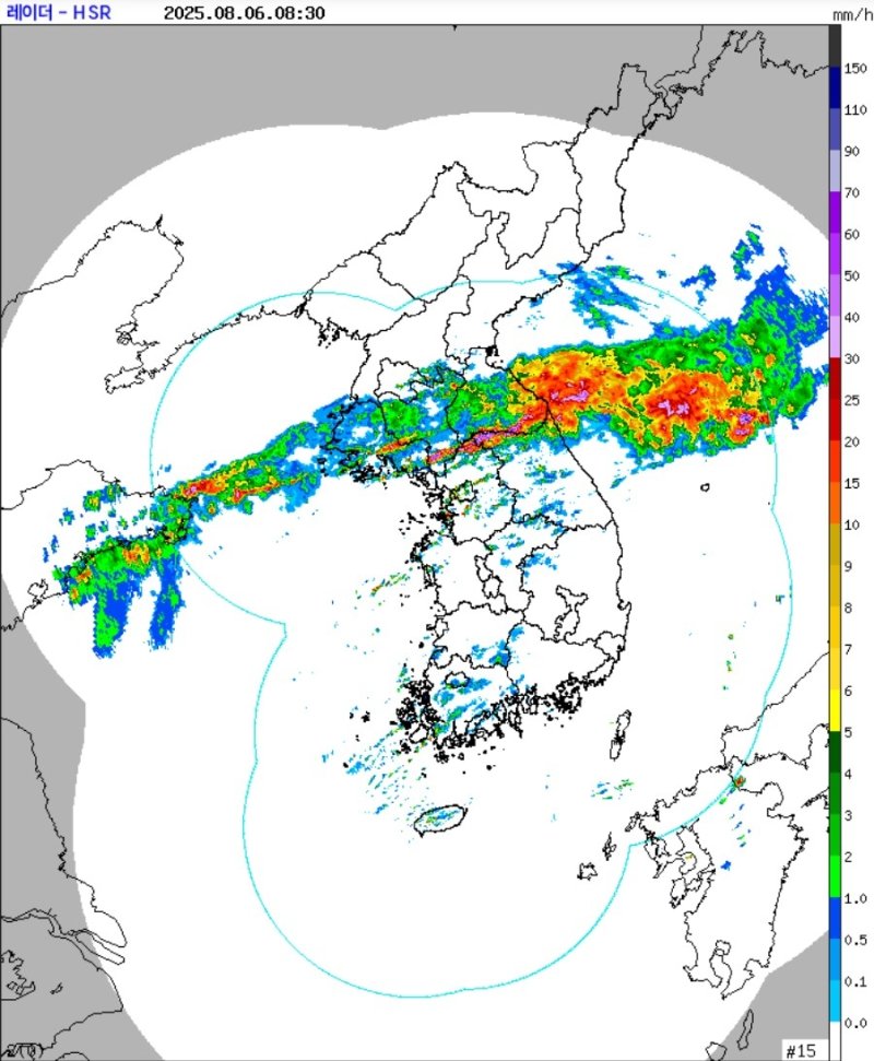전국에 비…'폭 좁은' 비구름대 정체하는 지역엔 호우 (출처=연합뉴스)