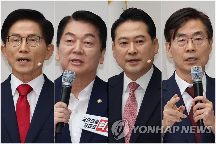 국힘 전대 본선 진출한 김문수·안철수·장동혁·조경태 (출처=연합뉴스)