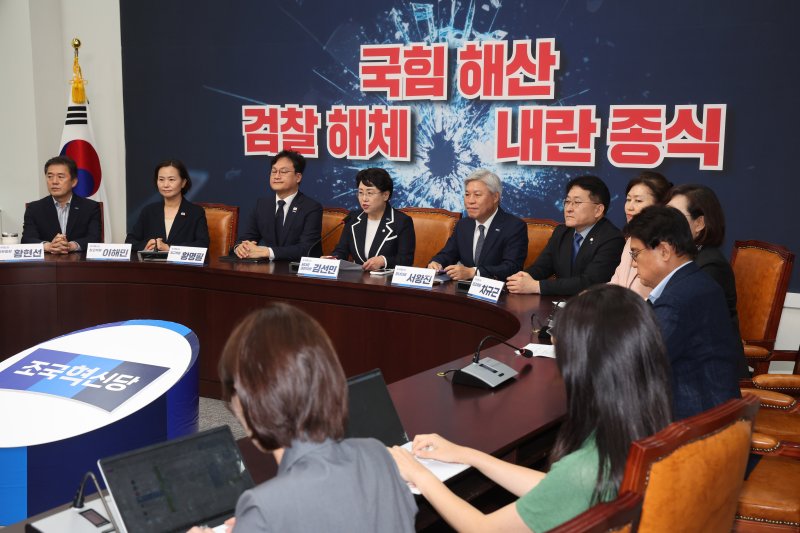 [서울=뉴시스] 김명년 기자 = 김선민 조국혁신당 대표 권한대행이 11일 오후 서울 여의도 국회에서 기자회견을 열고 조국 전 대표 사면과 관련해 입장을 밝히고 있다. 2025.08.11. kmn@newsis.com