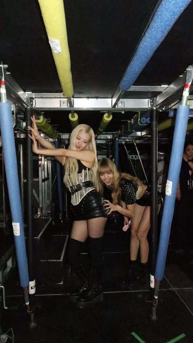 리사, 무대 밑 로제 엉덩이 만지며 유쾌 장난…여신 미모 [N샷]