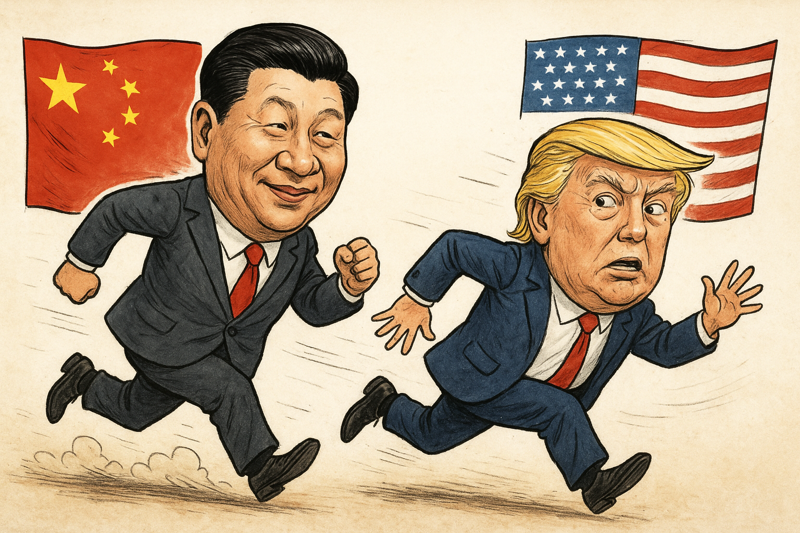 중국에 추격 당하는 미국.챗GPT 생성 이미지