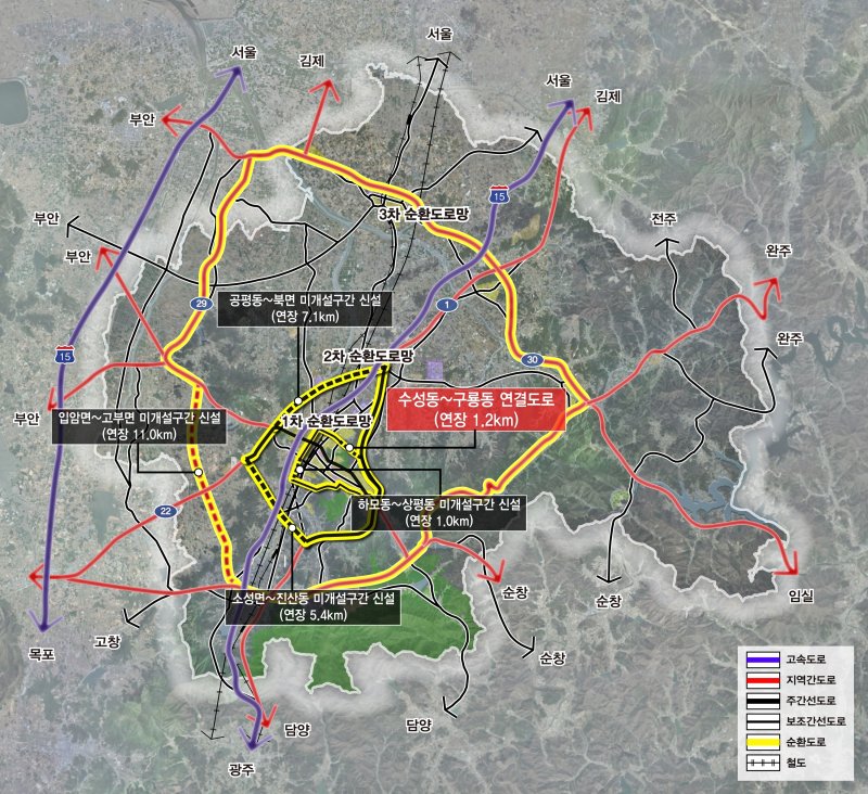 전북 정읍시 순환도로망 위치도. 정읍시 제공