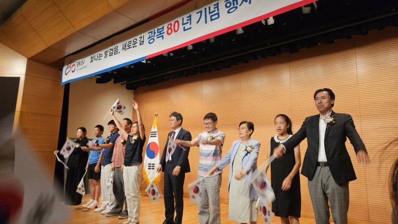 15일 중국 베이징 한국대사관에서 제80주년 광복절 경축식이 열렸다. ⓒ News1 정은지 특파원