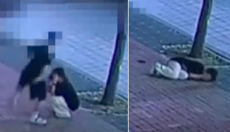 "사과할게"... 태권도 선수, 여친과 싸우고 '발차기' CCTV