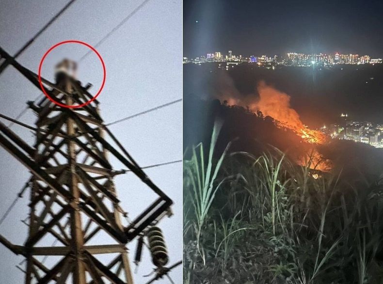 노을 사진 찍으려 송전탑 올라간 20대男..감전사에 산불까지