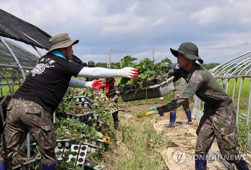 폭염 속 수해복구 (출처=연합뉴스)