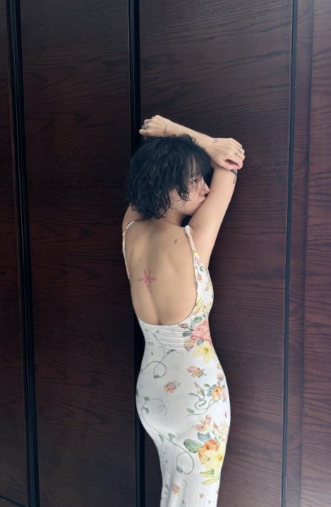 'AOA 출신' 지민, 中서 백리스 드레스 입고 과감 노출…타투 가득 [N샷]