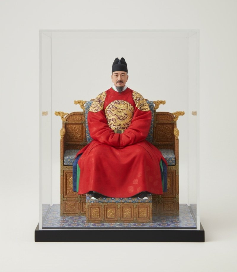 [서울=뉴시스] 인공지능(AI) 이미지 생성 모델 '나노 바나나'가 제작한 세종대왕 피규어. '세종대왕' 어진을 게재한 후 '세종대왕 피규어를 만들어 줘'라는 명령에 다음과 같은 사진이 나왔다. (사진=AI 제작)