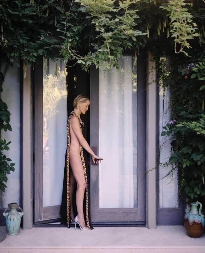 67세 샤론 스톤, 실오라기만 걸쳤어?…옆태 노출 드레스 '탄탄 몸매' 감탄