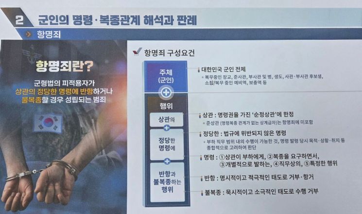 '민주주의와 헌법수호’ 특별정신교육 표준 교안 일부. 국민의힘 유용원 의원실 제공