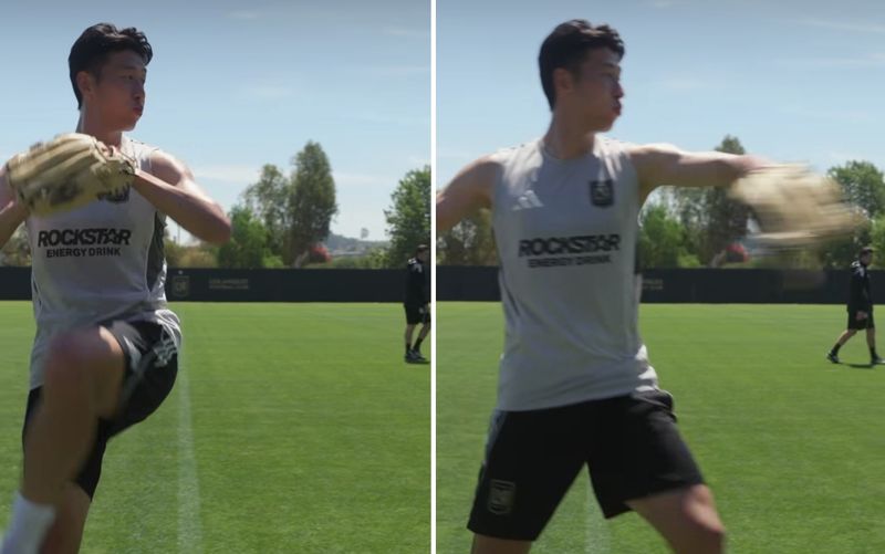 생애 첫 시구 앞둔 손흥민 부드럽게 던지니 쉽더라