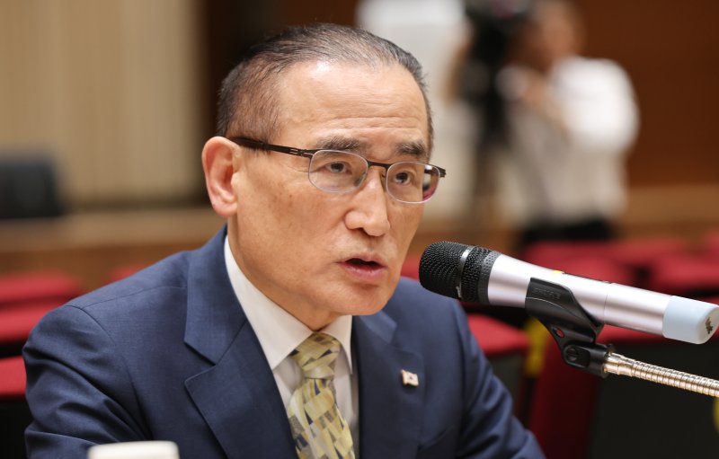 위성락 국가안보실장이 22일 서울 용산구 대통령실 청사에서 열린 기자간담회에서 발언하고 있다. 2025.8.22/뉴스1 ⓒ News1 허경 기자