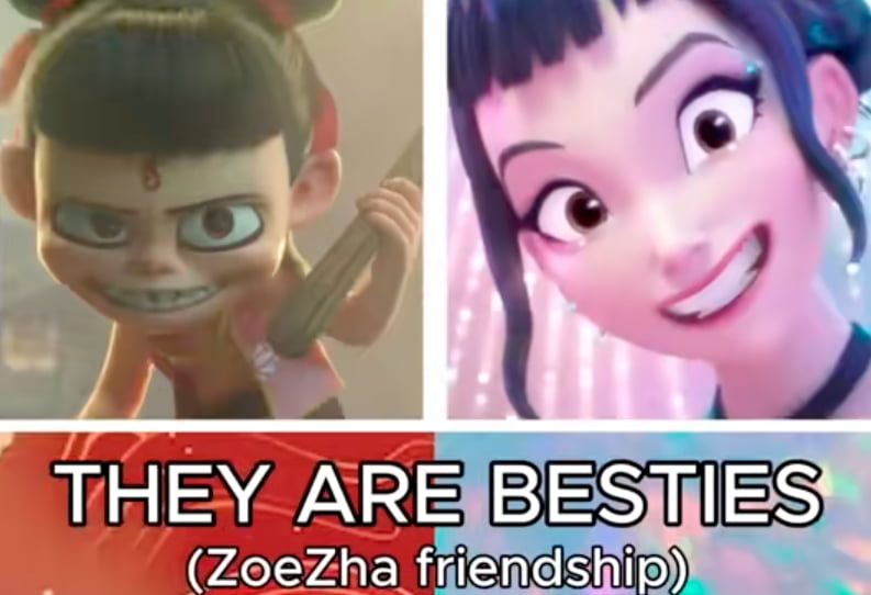 '케데헌' 캐릭터 조이와 '너자2' 주인공이 '절친'이라고 언급한 게시물. 틱톡 캡처