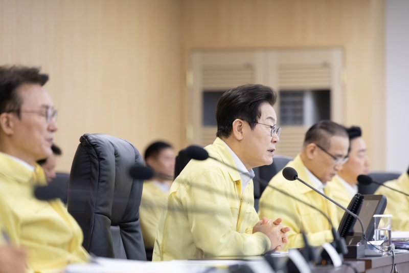 이재명 대통령이 18일 서울 용산 대통령실 청사에서 열린 제1회 을지국무회의에서 발언하고 있다. (대통령실 제공. 재판매 및 DB 금지) 2025.8.18/뉴스1 ⓒ News1 허경 기자