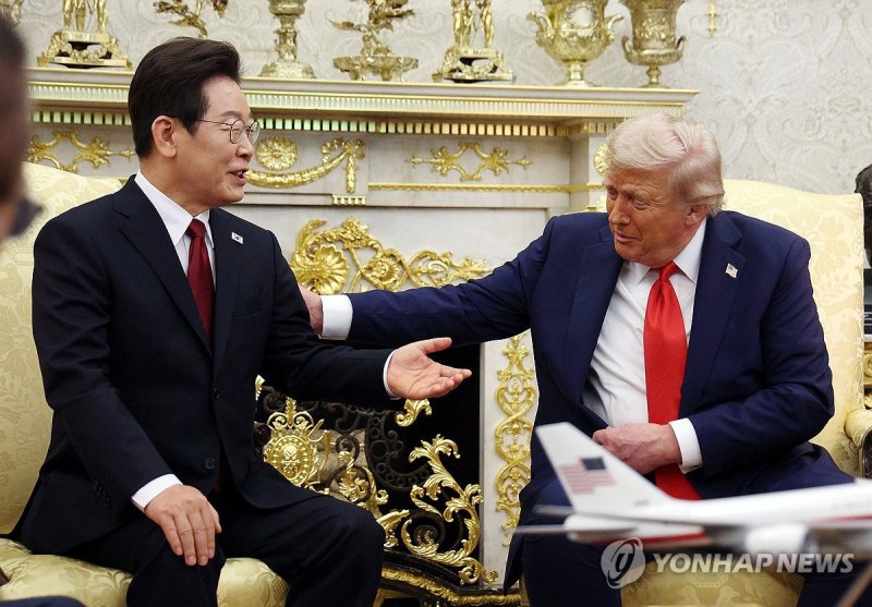 화기애애한 분위기 속에 진행된 한·미 정상회담 (출처=연합뉴스)